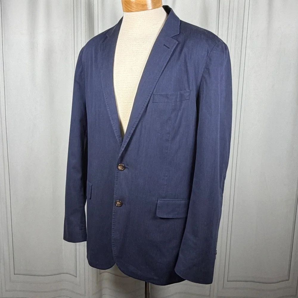 Mens J. Crew Ludlow Somelos Unstructured Stretch Cotton Blazer, Navy Blue 42L